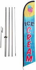Ice Cream Advertising Feather Banner Swooper Flag Sign With Flag Pole Kit And...