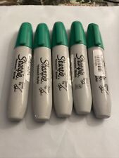 Lot Of 5 Green Sharpie Permanent Markers Chisel Point Tip 38284 M
