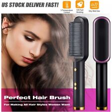 Black Ionic Hair Straightening Brush Styling Straightener For Frizzy Hair Usa