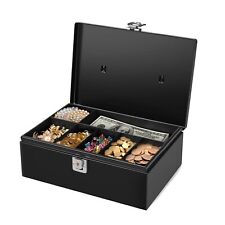 Cash Box With Money Tray And Lock - Cash Storage With Secure Latch Lock Key