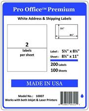Po07 200 Sheets400 Labels Pro Office Self-adhesive Shipping Label 8.5 X 5.5