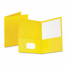 Oxford Twin-pocket Folder Embossed Leather Grain Paper Yellow 25box 57509