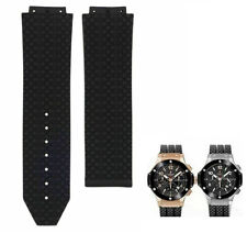 24mm Black Silicone Rubber Watch Strap Band Fits For Hublot Big Bang Tires Style