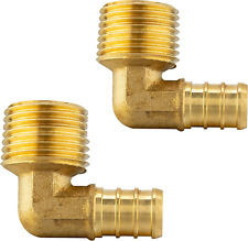 Pack Of 2 Barb Crimp Pex 34x 34 Male Threaded Npt Elbow Brass Fittings A
