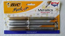 Bic Mark-it Metallics Permanent Markers Fine Point Pack Of 3 - New
