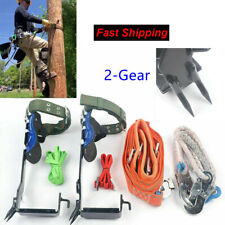 2 Gears Tree Climbing Spike Set Safety Strap Adjustable Rope Lanyard Rescue Belt