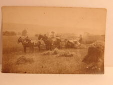 Early Photograph Postcard Showing Horse Drawn Cutter And Hay Drying In The Field