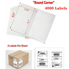 4000 Mailing Shipping Labels 8.5x5.5 Round Corner Half Sheet Self Adhesive Usa