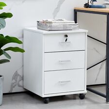 White Office Cabinet Filing Cabinet Storage 3 Drawers Lockable File Organizer