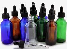 12 Pack Assorted Colors 2 Oz Glass Bottles With Glass Eye Droppers
