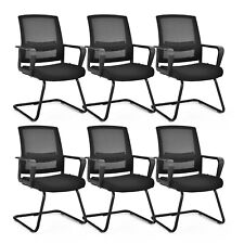 Set Of 6 Mid Mesh Back Conference Chair Reception Waiting Room Office Arm Chair