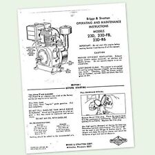 Briggs And Stratton Model 23d 23d-fb Engine Owners Operators Maintenance Manual