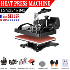8 In 1 Digital T-shirt Heat Press Machine Combo Sublimation Transfer Printer Diy