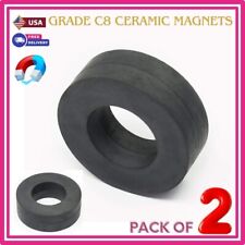 2 Pack Ceramic Ring Magnets Ferrite Strong Magnetic Material Large Grade C8