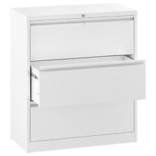 3 Drawer White Metal Lateral File Cabinet Steel Office Filing Cabinet With Lock