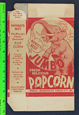 Vintage Manleys Best Popcorn Elephant Kansas City Mo Empty Flattened Box