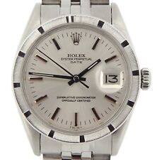 Mens Rolex Date Stainless Steel Watch Engine-turned Index Bezel Silver Dial 1501