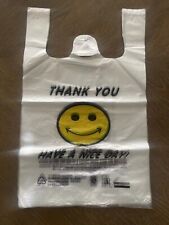 100pcs Large Smile Face And Thank You Logo Supermarket Plastic Shopping Vest Bag