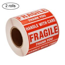 2 Rolls 2x3 500roll Fragile Shipping Labels Handle With Care Thank You Stickers