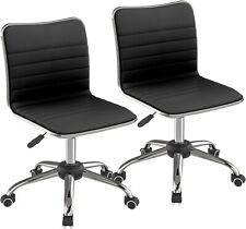 Mid Back Task Chair Low Back Pu Leather Swivel Office Chair Vanity Chair 2 Pack