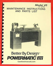 Powermatic Model 45 Wood Lathe Owner Instruction Parts Manual 0542