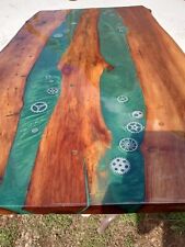 Live Edge Dark Walnut With Green Epoxy Table Top Table Top Only