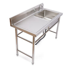 Commercial Kitchen Sink Prep Table W Faucet Stainless Steel Single Compartment