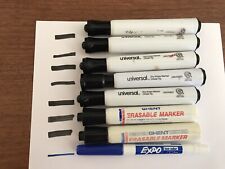Lot Of 8 Dry Erase Markers - Universal - Ghent - Expo - Black - Blue Usedworks