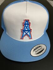 Houston Oilers Nfl Vintage Blue Embroidered Logo Hat Cap Snapback Trucker New