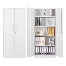 2 Doors Metal Storage Cabinet Large Steel Utility Locker With Adjustable Shelves