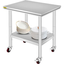 Vevor Stainless Steel Work Table With Wheels 24x30 Inch Kitchen Food Prep Table
