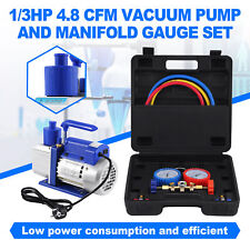 4.8 Cfm Air Vacuum Pump 13hp Hvac R410a R134a Kit Ac Ac Manifold Gauge