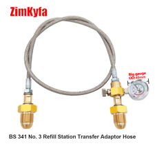 Refill Station Transfer Adaptor Hose For Bs 341 No. 3 Uk Argon Cylinder Bottle
