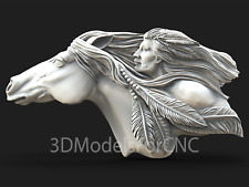 3d Model Stl File For Cnc Router Laser 3d Printer Native American With Horse