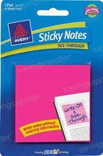 Avery Sticky Notes See Through 3 X 3 Neon Magenta Pink 50 Pk
