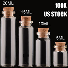 24100 Glass Bottles With Cork Stopper Tiny Vials Storage Crafts 5101520ml