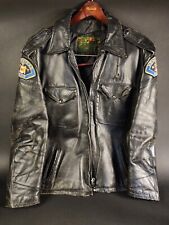 Vintage Police Leather Motorcycle Jacket Hempstead Ny