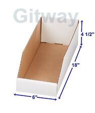 50- 6 X 18 X 4 12 Corrugated Cardboard Open Top Storage Parts Bin Bins Boxes