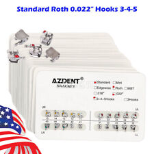 10 Packs Dental Ortho Metal Bracket Standard Roth Slot 022 Hooks 3-4-5 Azdent