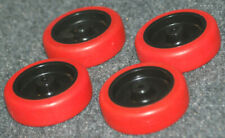 4 Pack 3 X 1 Red Rubber Molded On Black Plastic Wheel Hub With 14 Id Hole