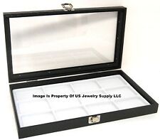 1 Glass Top Lid White 12 Space Collectors Jewelry Display Box Case