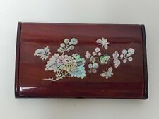 Unique Beautiful Wooden Business Card Holder Floral Abalone Inlay