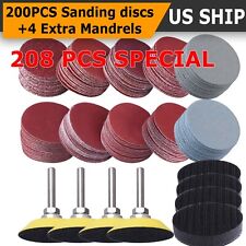 200x Sanding Discs 2 Sanding Disc Sand Paper Hook Loop Sander M6 Drill Adapter