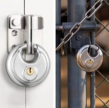 Padlock Heavy Duty High Security 70mm Round Circular Disc Steel Lock With 2 Keys
