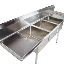 88 Stainless Steel 3 Compartment Commercial Dishwash Sink Restaurant Three Nsf