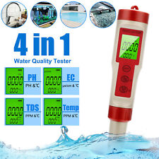 4 In 1 Digital Ph Ec Meter Lcd Tester Pocket Hydroponics Aquarium Water Test Pen