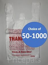 16 Barrel Large Thank You T-shirt Plastic Grocery Shopping Bags 12x6.5x22inches
