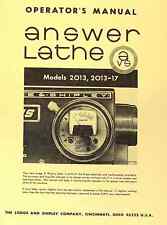 Lodge Shipley Answer Lathe 2013 2013-017 Operators Manual 0822