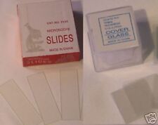 Blank Microscope Set 72 Slides 100 Cover Glass Slips 2222 5 Slide Storage Box