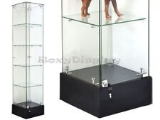 Glass Square Display Tower With Black Base Store Fixture Knocked Down Sc-gs20b